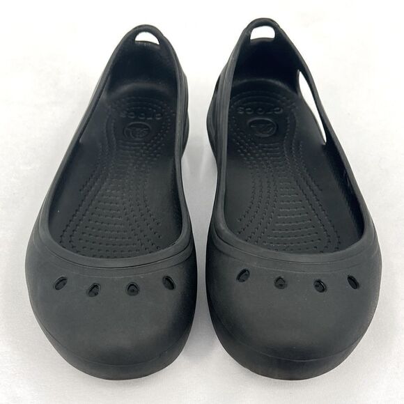 Crocs Kadee Black Cut Out Slip On Ballet Flat Shoes Women's Size 7 - Picture 2 of 9